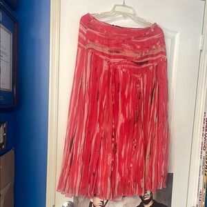 Tribal Red Midi A-Line Skirt for Cocktail